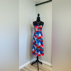 For Love And Lemons Blue Red Spaghetti Strap Sundress